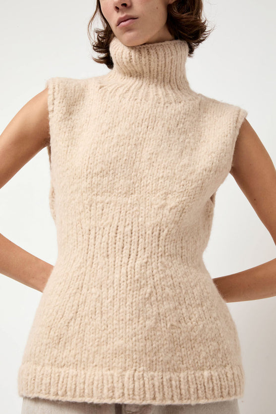 Lauren Manoogian Handknit Peplum Shell in Alabaster