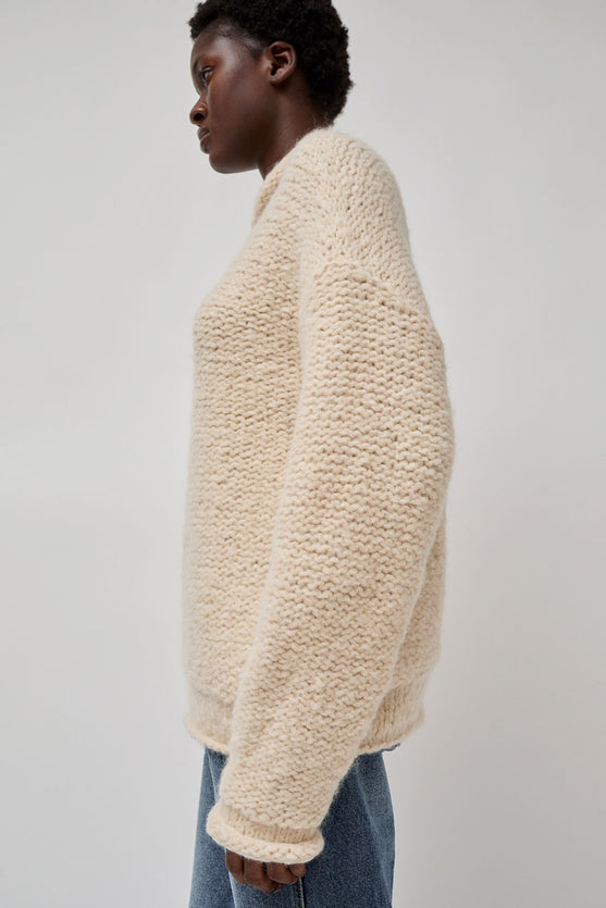 Lauren Manoogian Handknit Purl Rollneck in Alabaster