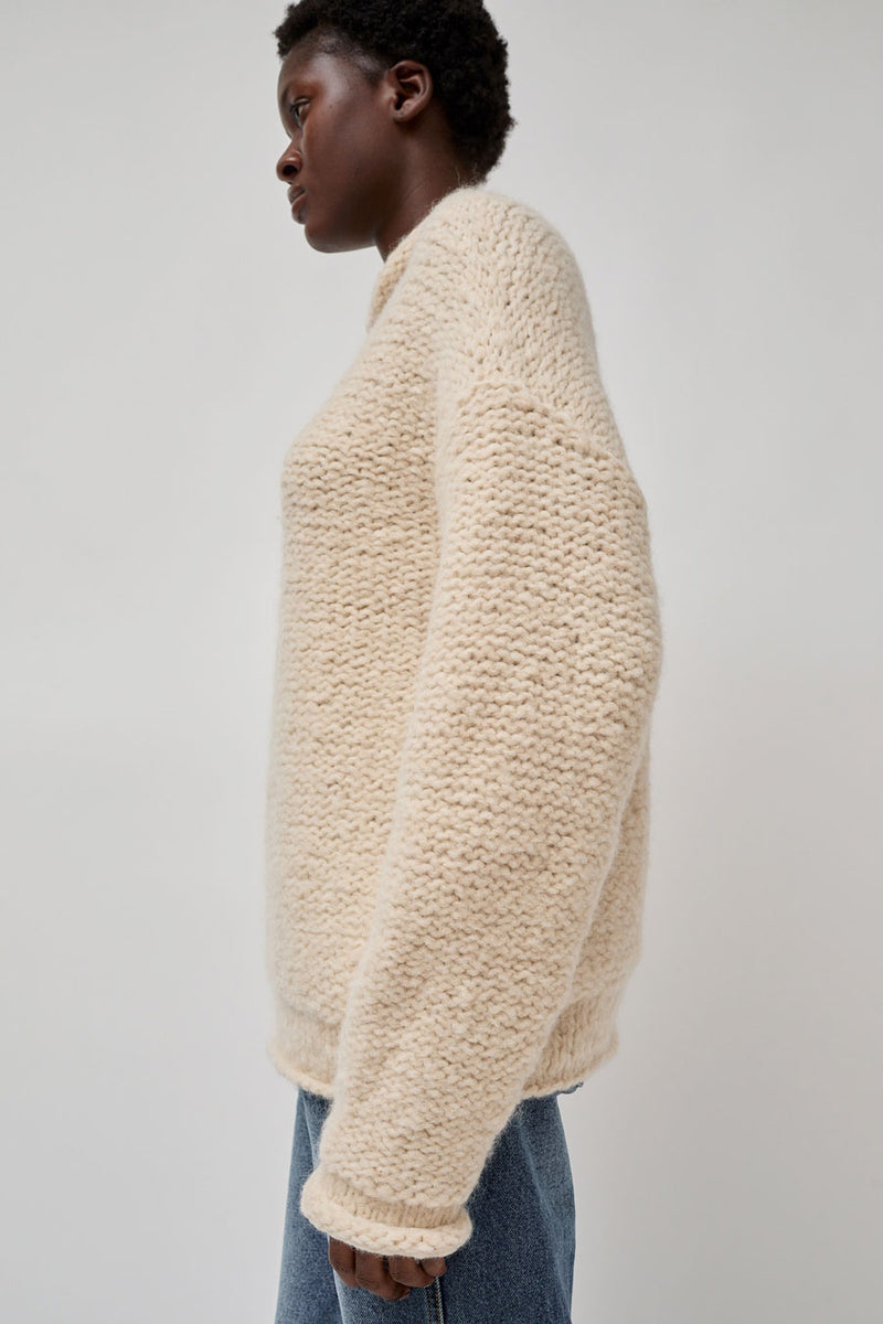 Lauren Manoogian Handknit Purl Rollneck in Alabaster