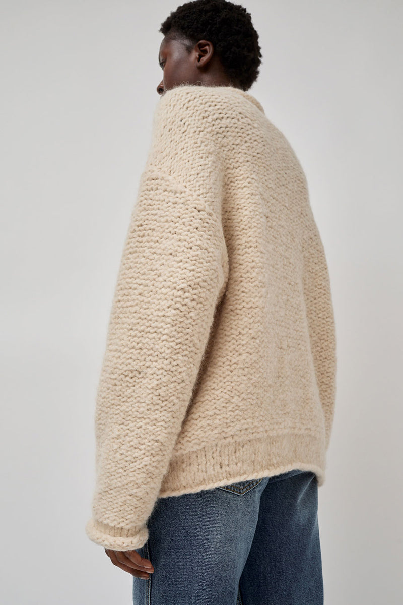 Lauren Manoogian Handknit Purl Rollneck in Alabaster