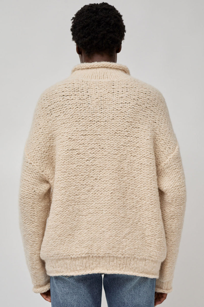 Lauren Manoogian Handknit Purl Rollneck in Alabaster