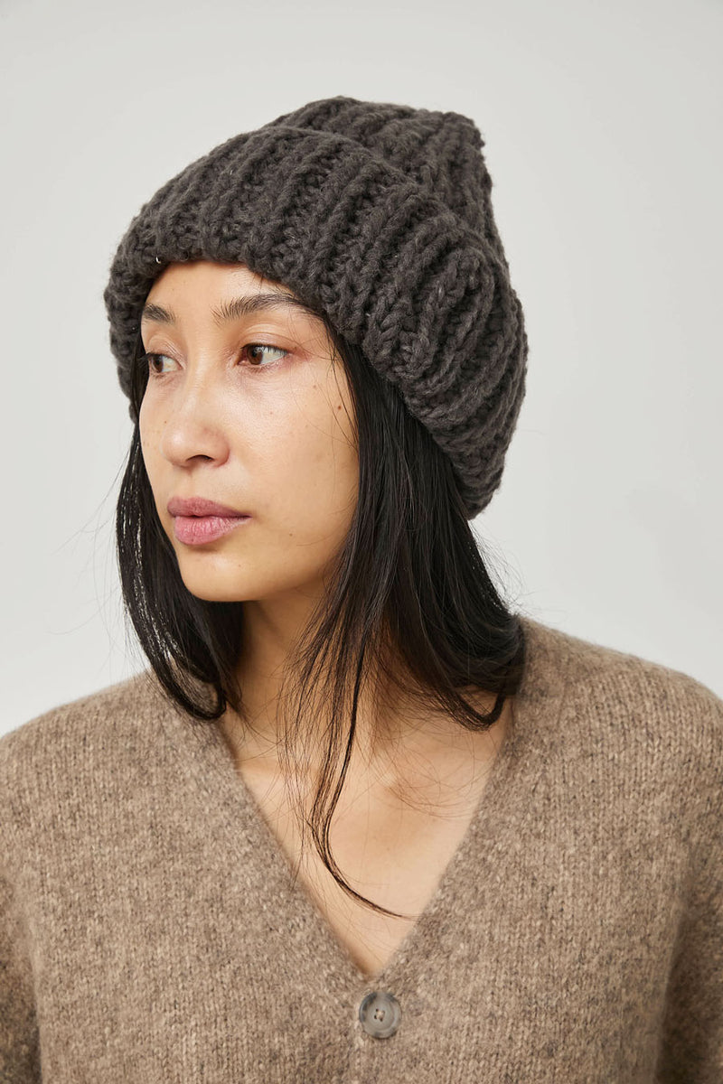 Lauren Manoogian Handknit Rib Hat in Coal