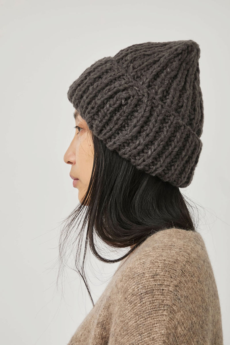 Lauren Manoogian Handknit Rib Hat in Coal