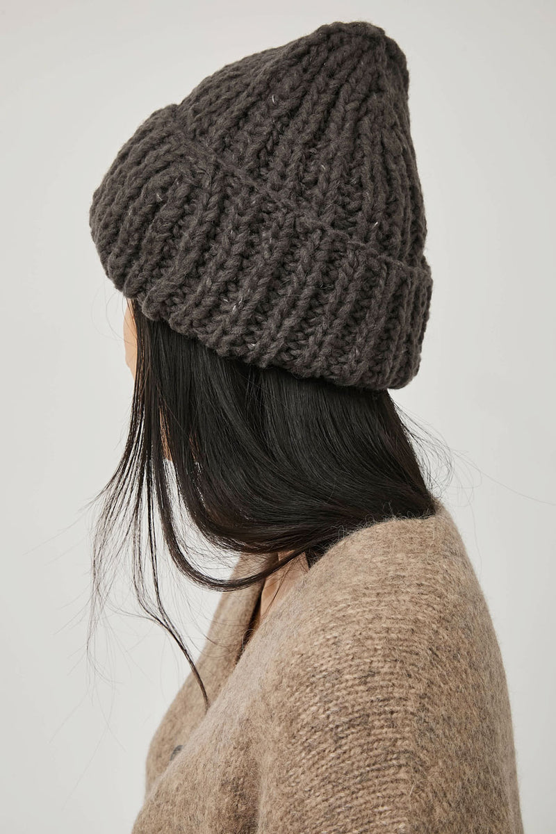 Lauren Manoogian Handknit Rib Hat in Coal