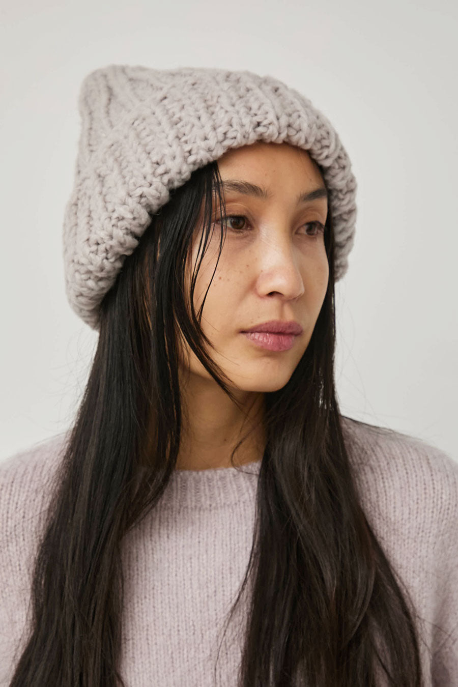 Lauren Manoogian Handknit Rib Hat in Lavender