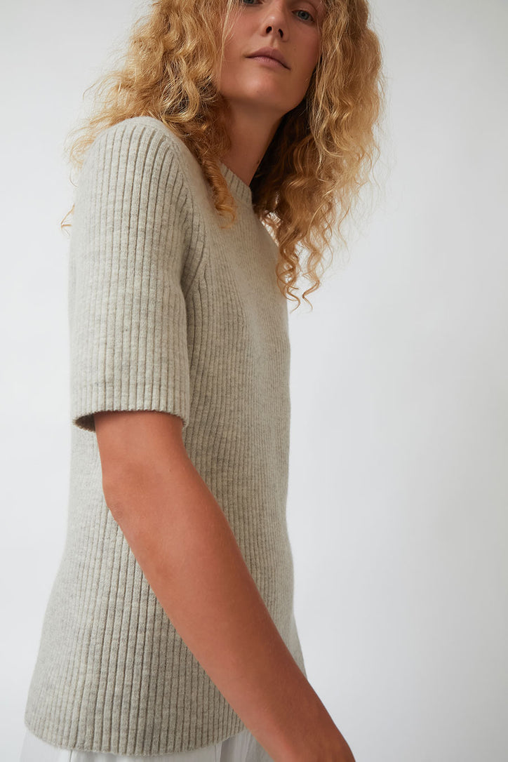 Lauren Manoogian Rib Short Sleeve Crewneck in Carrara