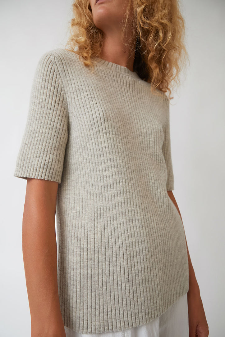 Lauren Manoogian Rib Short Sleeve Crewneck in Carrara