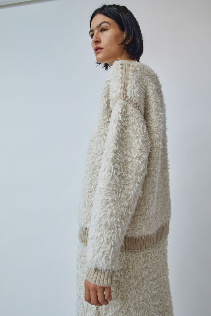 Lauren Manoogian Sherpa Crewneck in Raw White and Antique