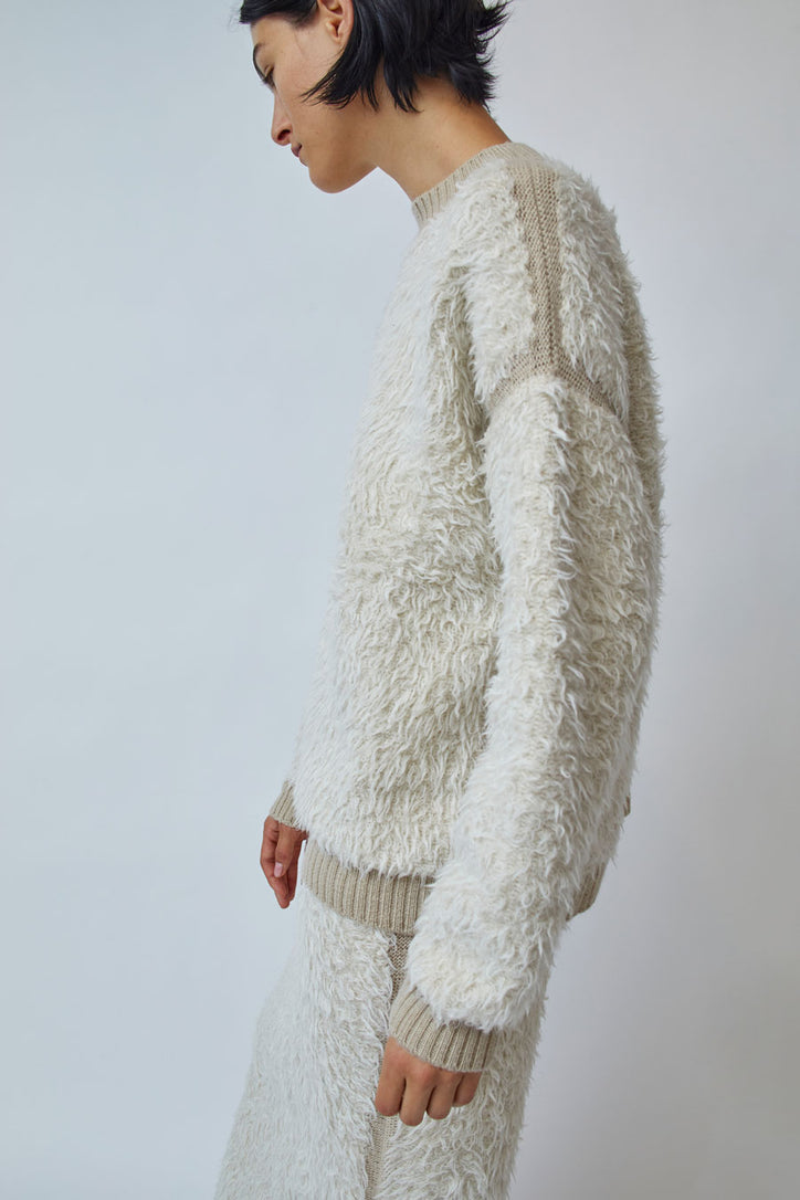 Lauren Manoogian Sherpa Crewneck in Raw White and Antique