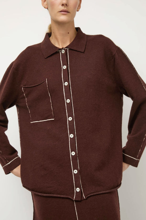 Lauren Manoogian Stitch Big Shirt in Merlot