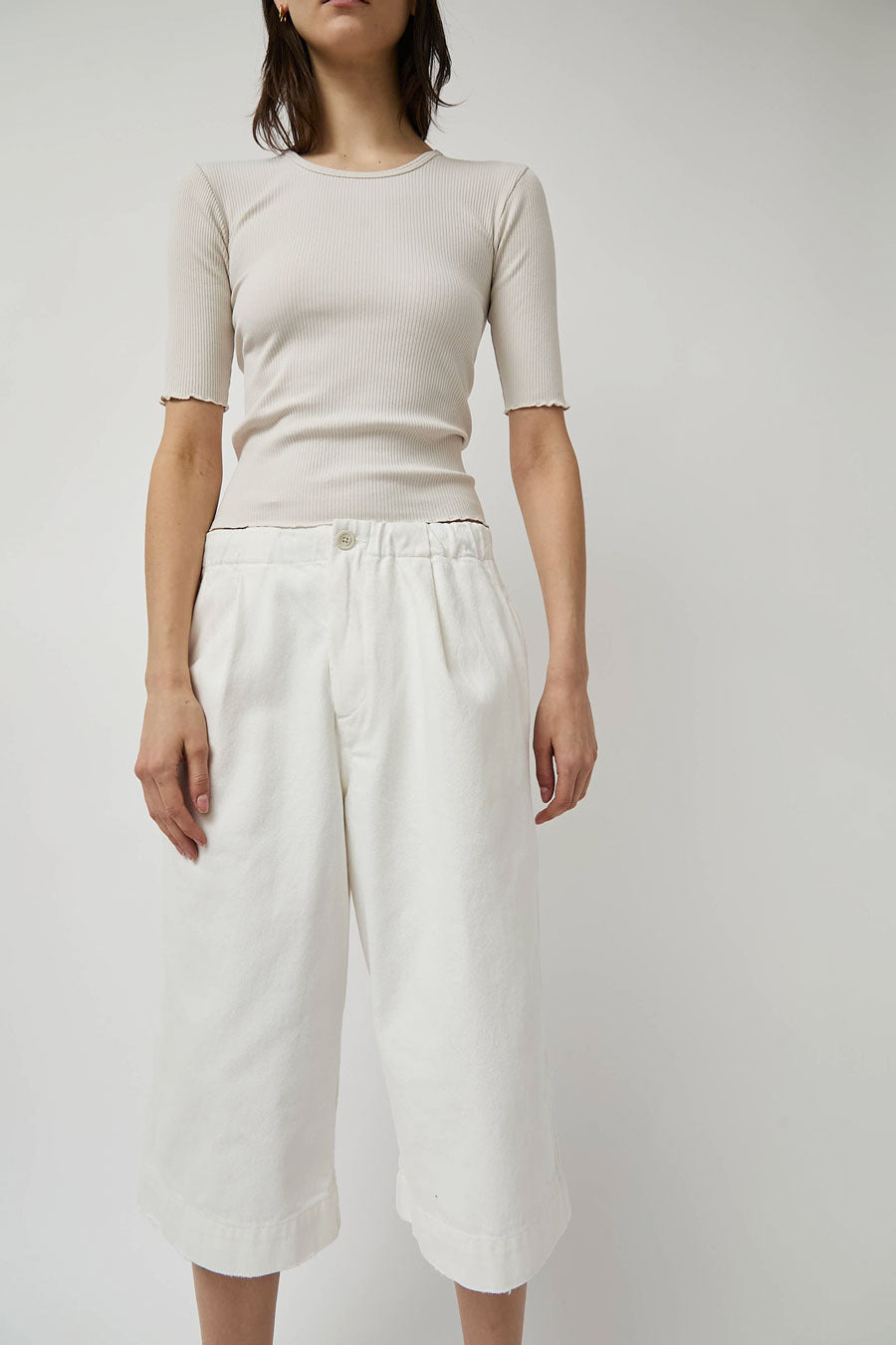 Lauren Manoogian Washed Crop Trouser in White