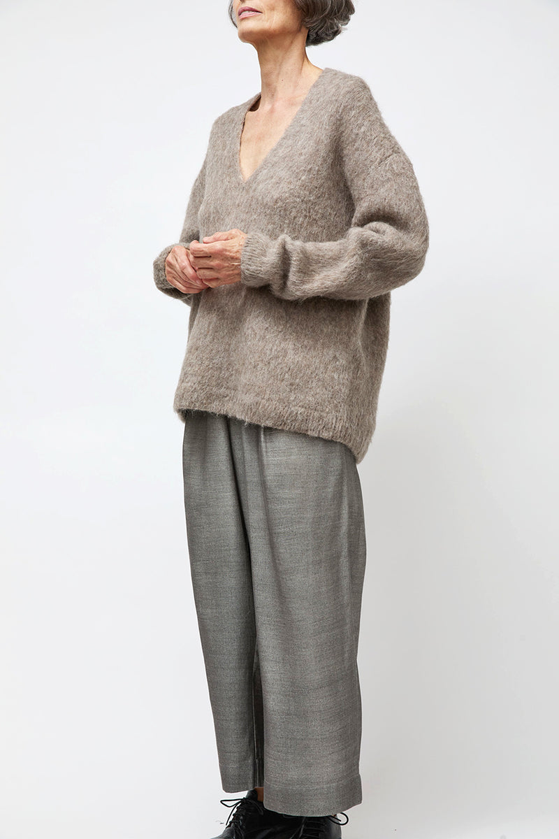 Lauren Manoogian Brushed V Neck in Grey Melange