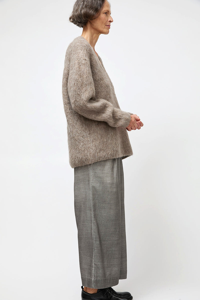 Lauren Manoogian Brushed V Neck in Grey Melange