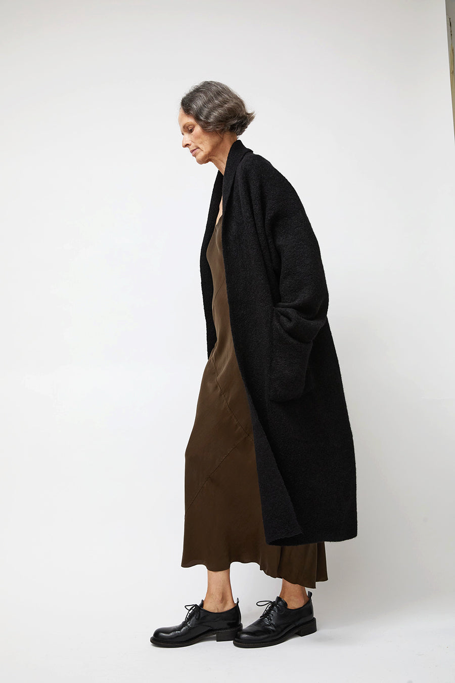 Lauren Manoogian Double Face Long Coat in Black