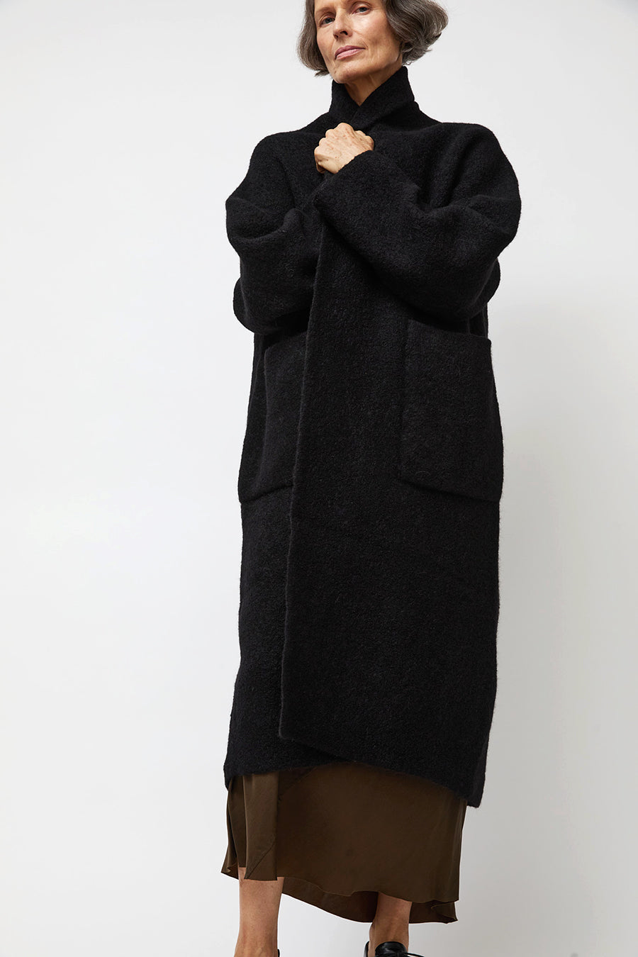 Lauren Manoogian Double Face Long Coat in Black