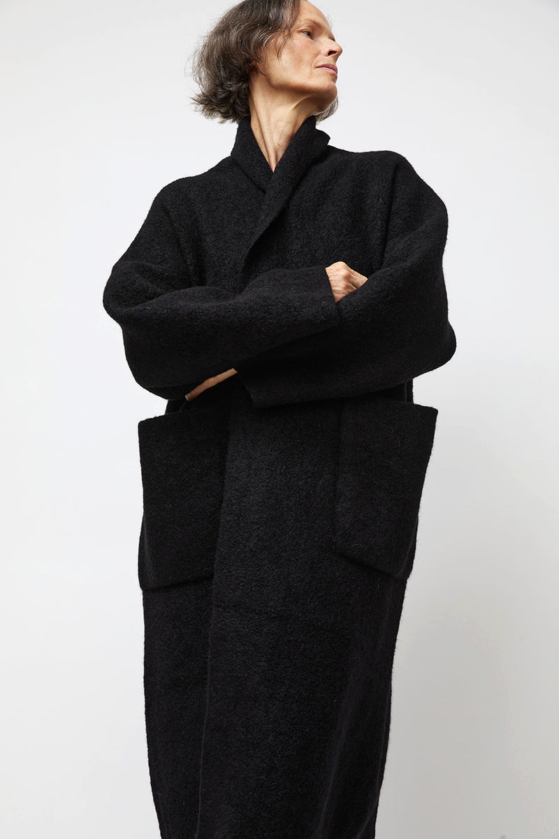 Lauren Manoogian Double Face Long Coat in Black