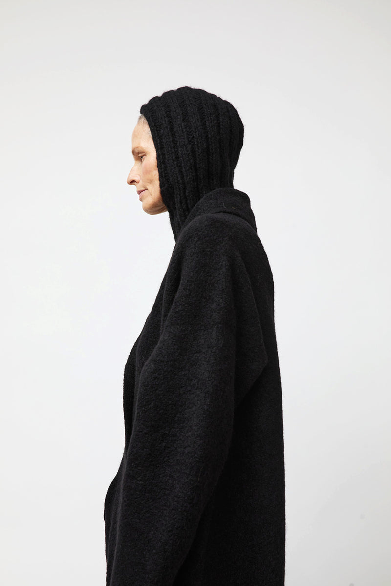 Lauren Manoogian Handknit Rib Balaclava in Black