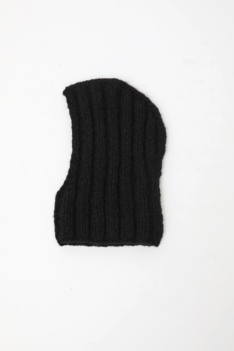 Lauren Manoogian Handknit Rib Balaclava in Black