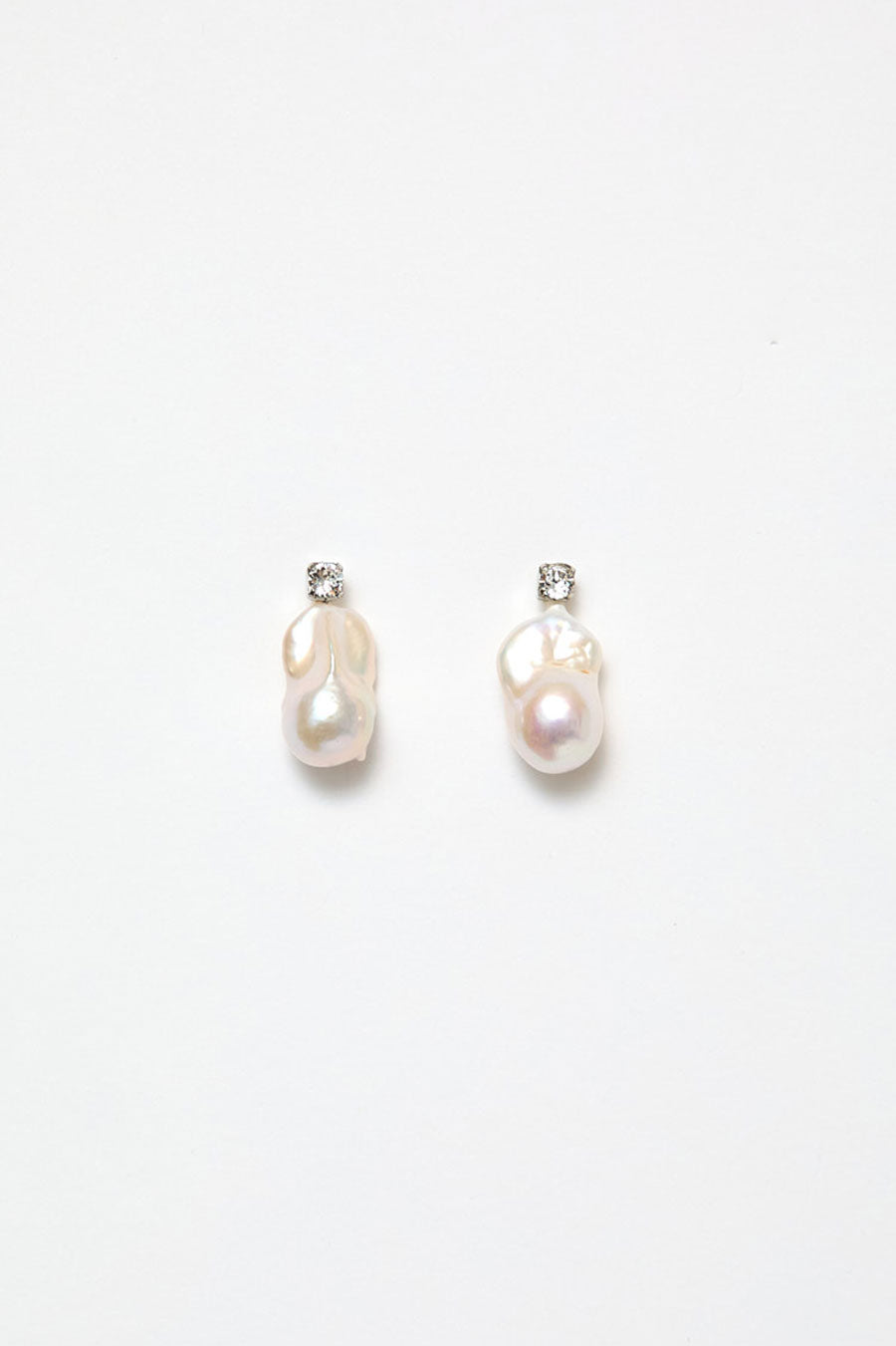 Le Chic Radical Baroque Pearl Earrings in Silver