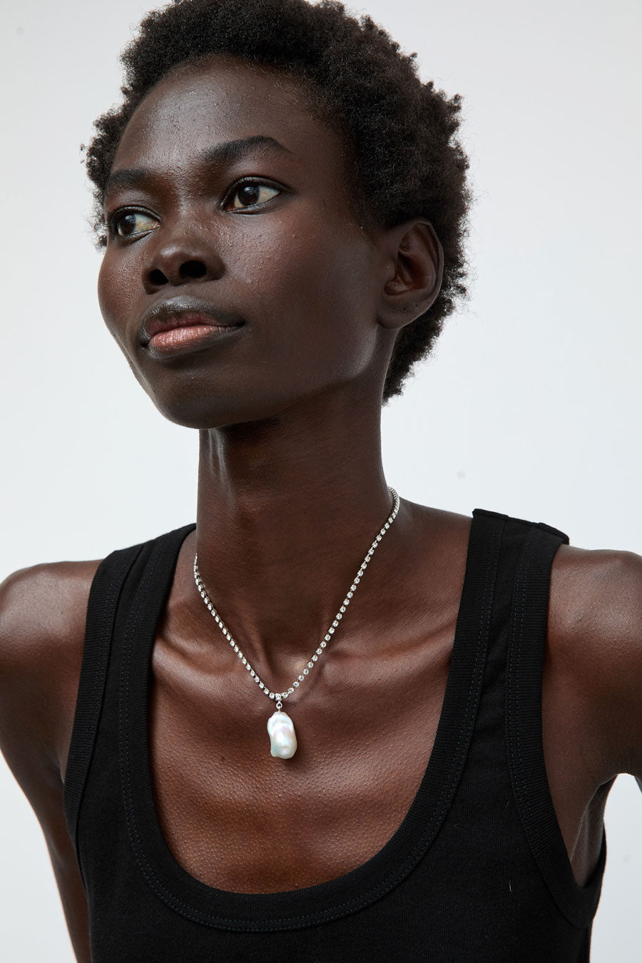 Le Chic Radical Baroque Pearl Necklace in Crystals and Silver