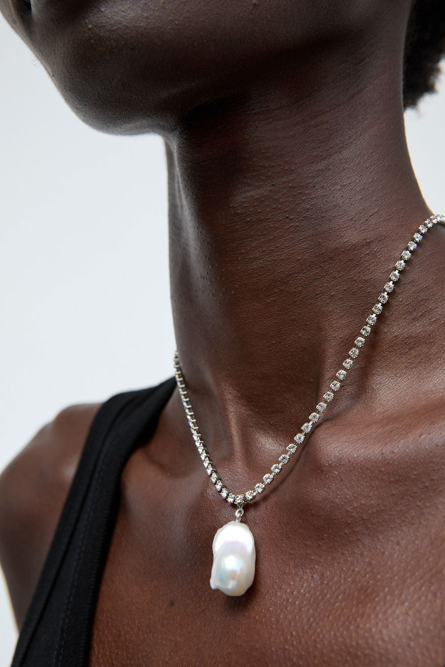 Le Chic Radical Baroque Pearl Necklace in Crystals and Silver
