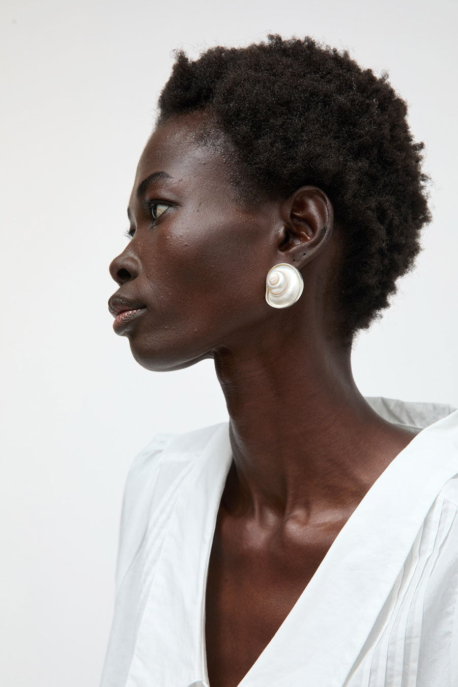 Le Chic Radical Seashell Studs in Silver