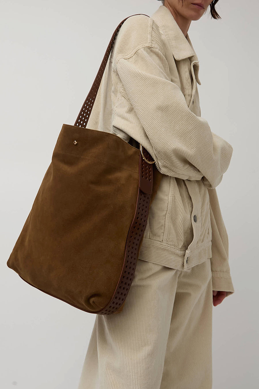 Herbert Frere Soeur Le Enzo Cran Velours Bag in Nutella and Tobacco