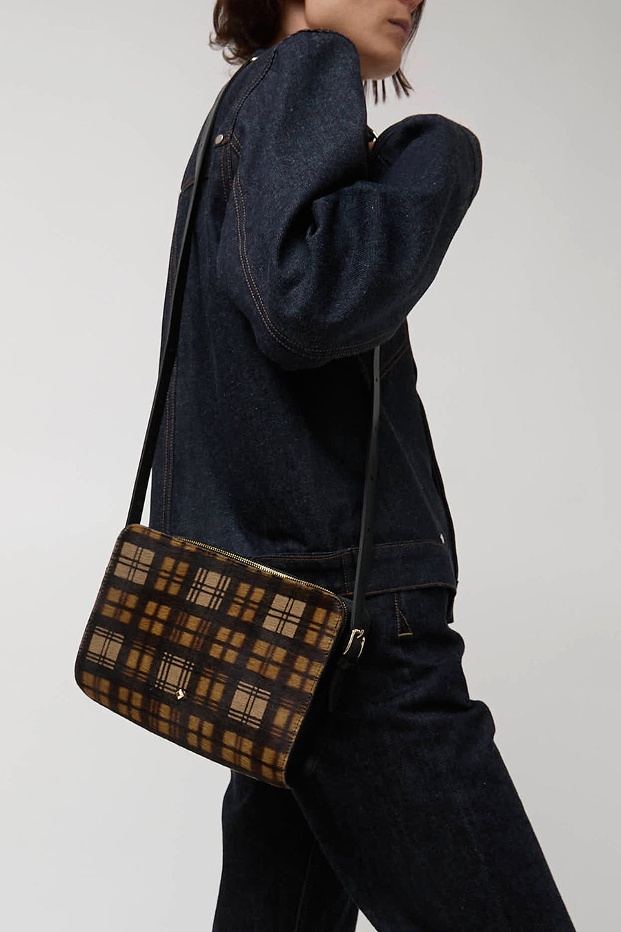 Herbert Frere Soeur Le New Bea Tartan in Noir and Tartan Bag