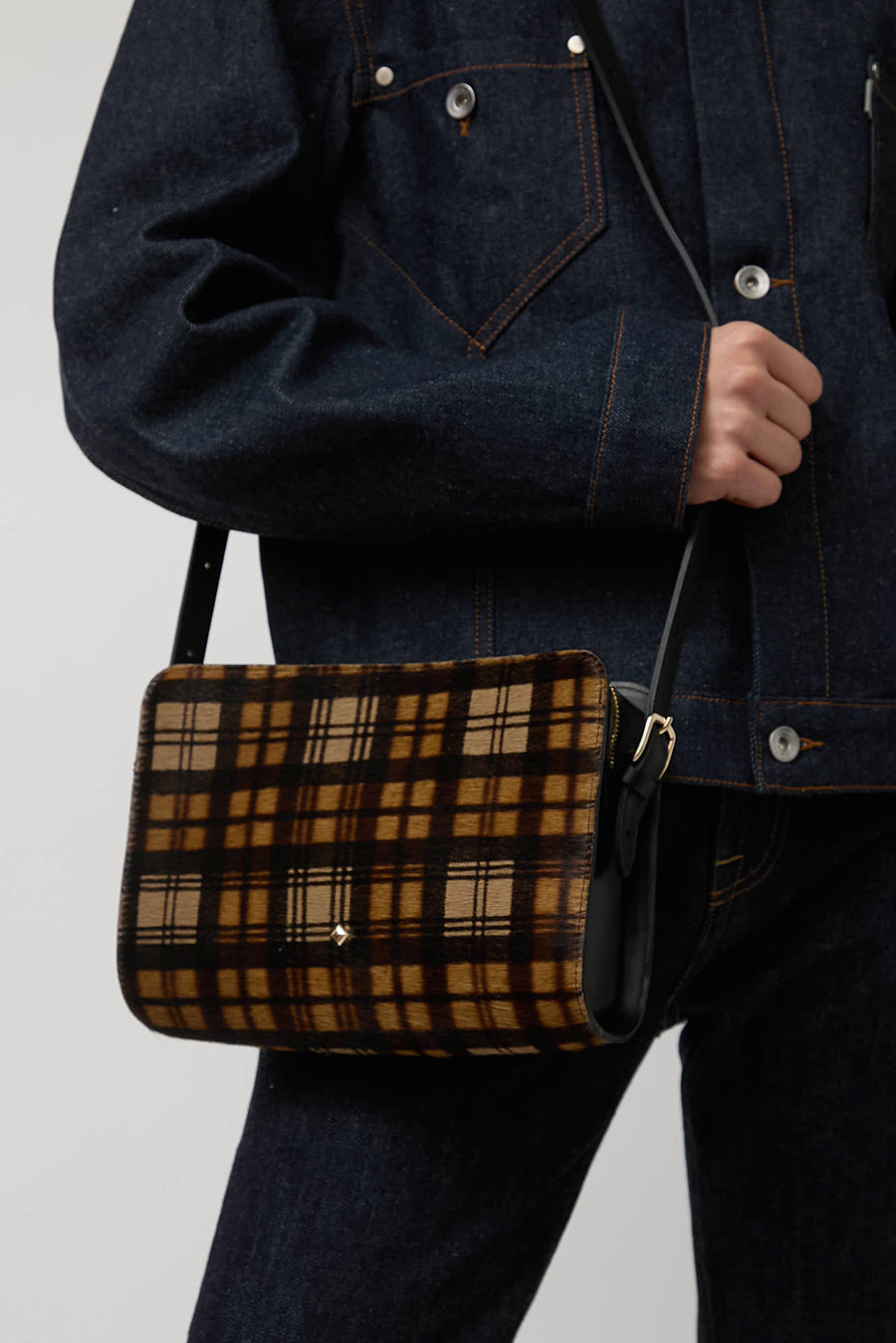 Herbert Frere Soeur Le New Bea Tartan in Noir and Tartan Bag