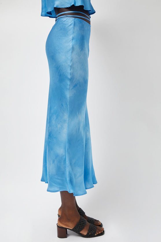 Les Coyotes de Paris Fluid Skirt in Maya Blue Tie Dye