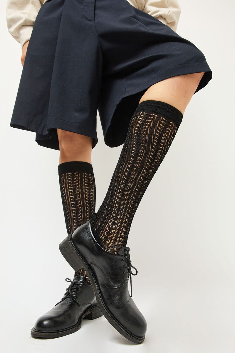 Leur Logette Mesh High Socks in Black