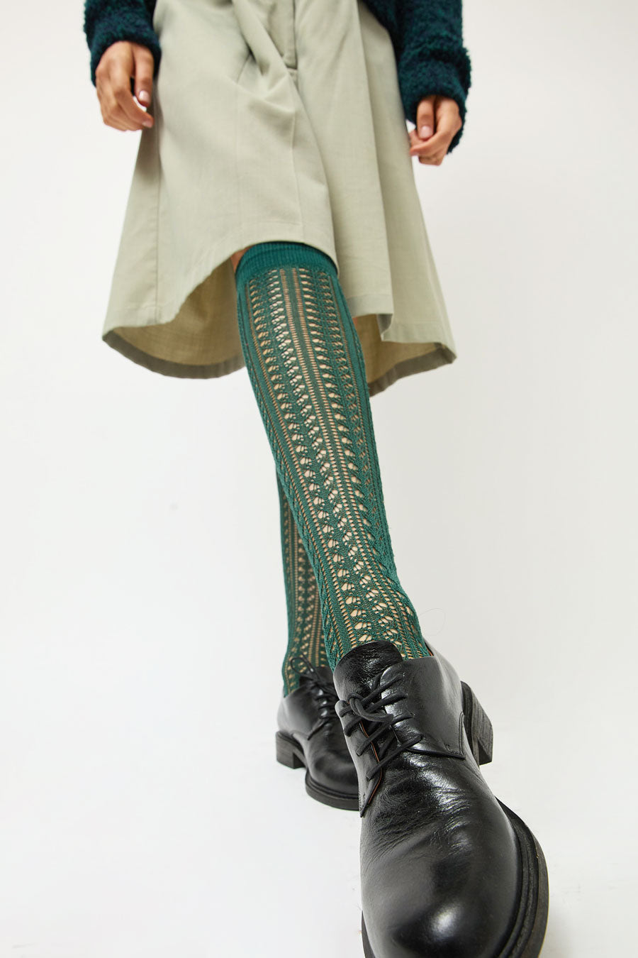Leur Logette Mesh High Socks in Green