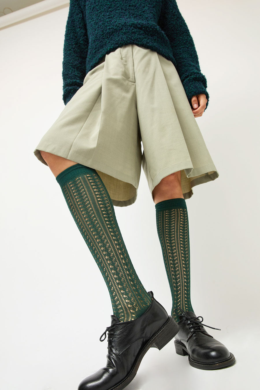 Leur Logette Mesh High Socks in Green