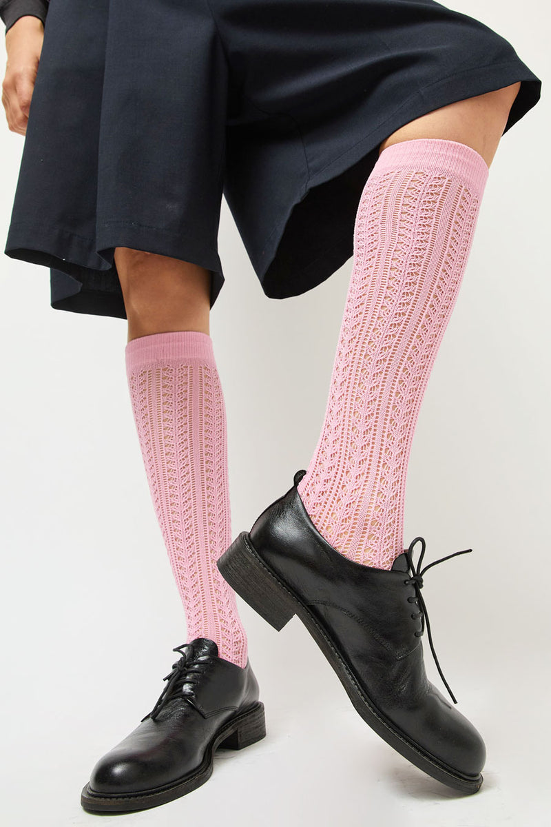 Leur Logette Mesh High Socks in Pink