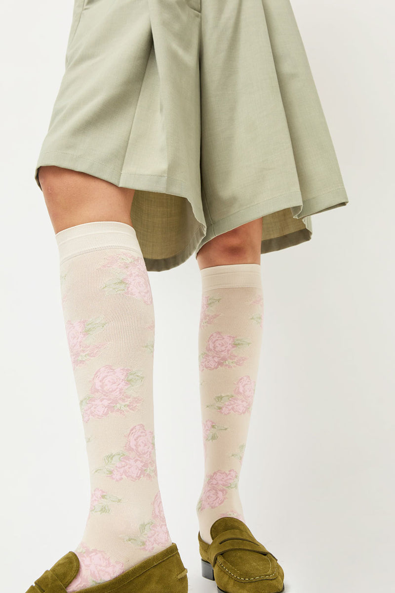 Leur Logette Rose Socks in Off White