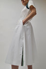 Lucky Marché Daily Banding Flare Midi Skirt in White