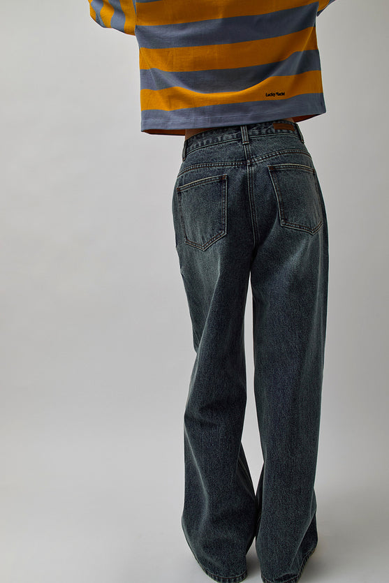 Lucky Marché Tuck Wide Denim Pants in Blue