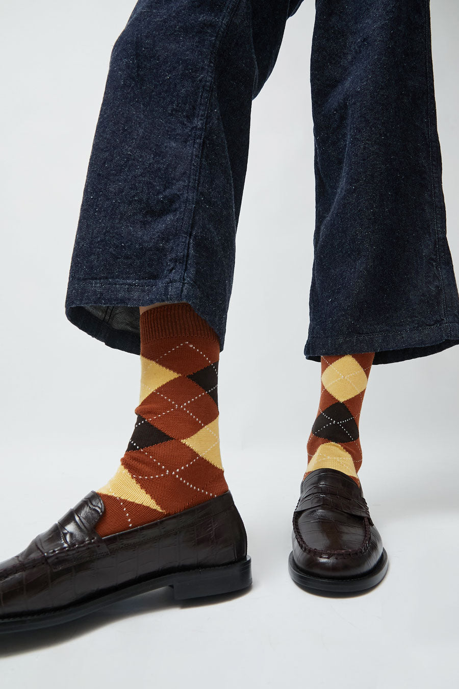 Maria La Rosa Argyle Socks in Ginger