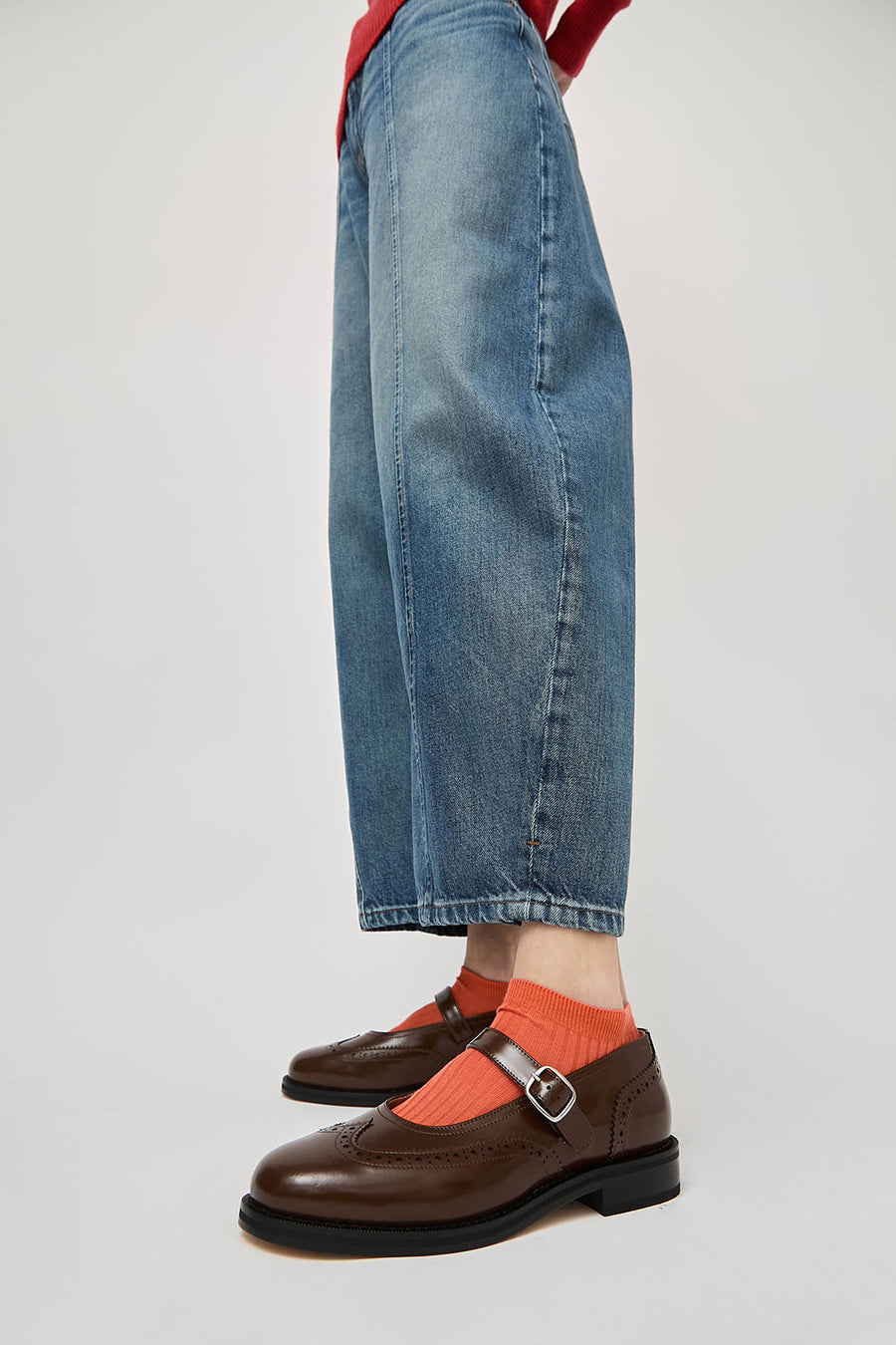 Maria La Rosa Ribbed Short Bio Cotton Socks in Clementine