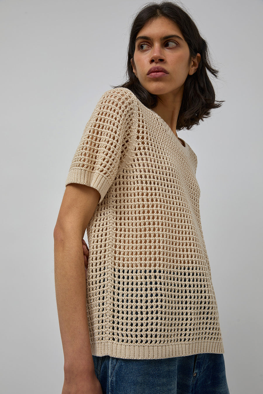 M Patmos Jacob Mesh Tee in Ivory