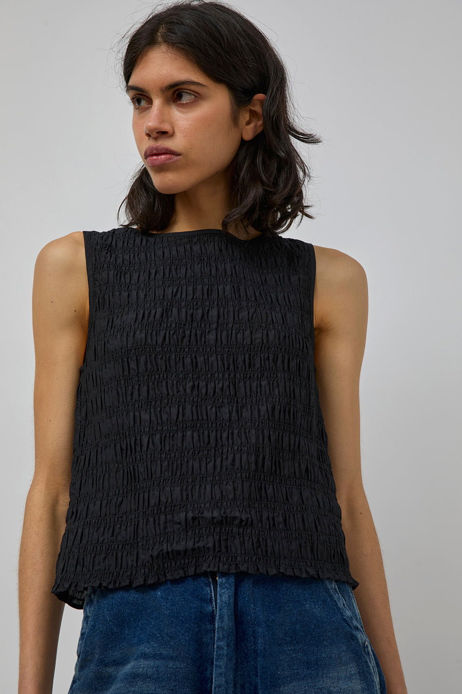 M Patmos Moore Smocked Top in Black