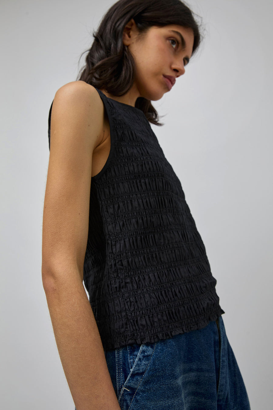 M Patmos Moore Smocked Top in Black