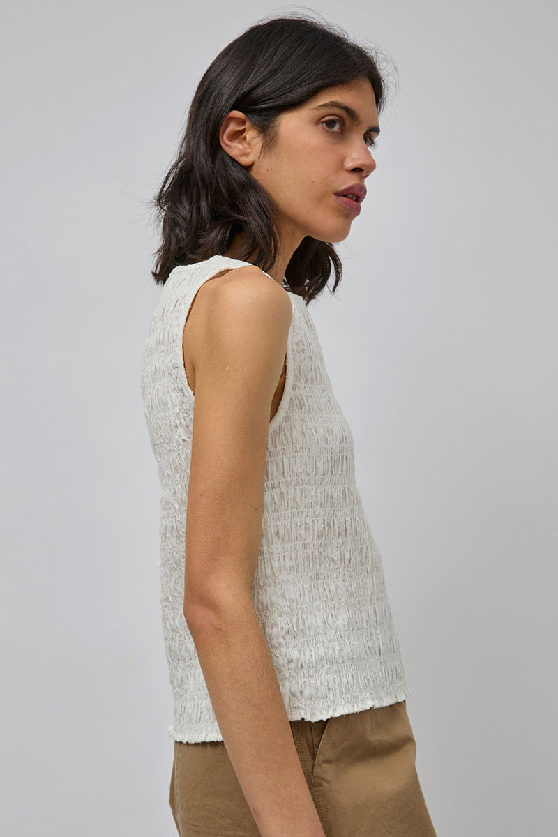 M Patmos Moore Smocked Top in Ivory Jacquard