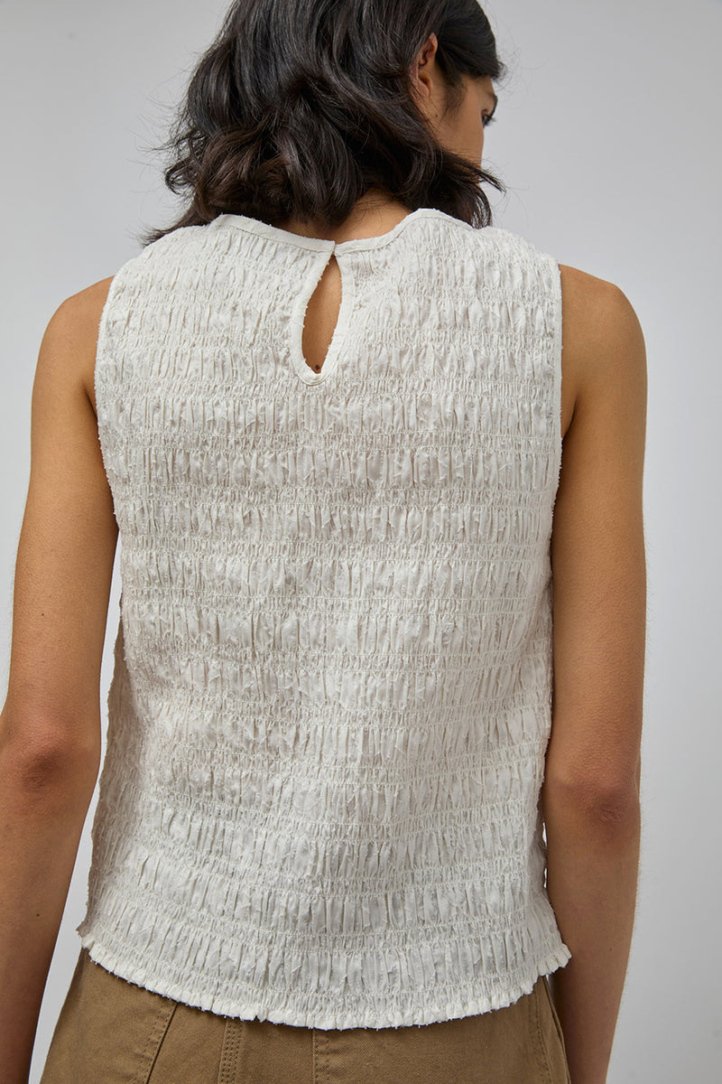 M Patmos Moore Smocked Top in Ivory Jacquard