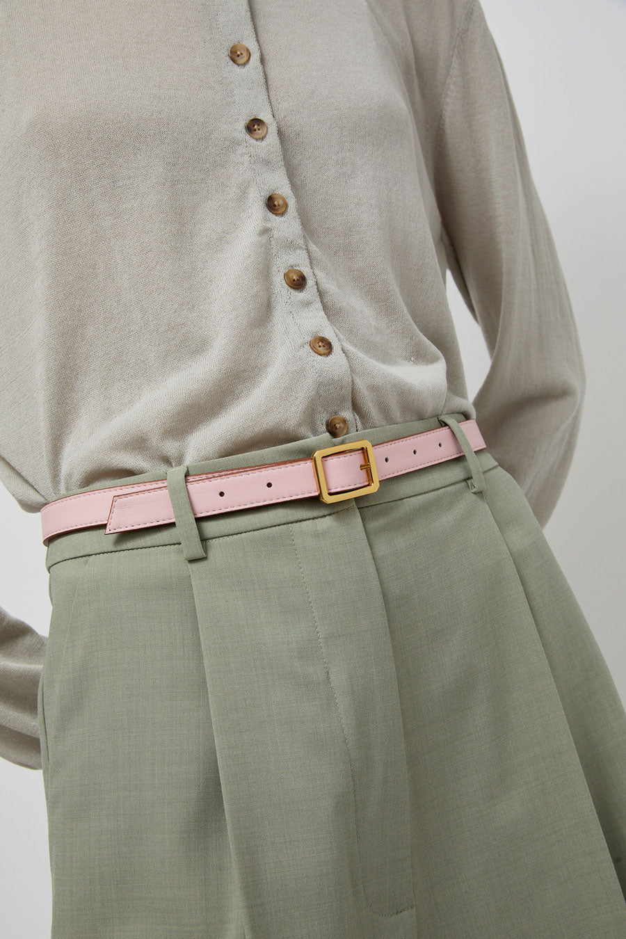 Maison Boinet Thin Reversible Belt in Rose and Havane