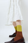 Maria La Rosa Bitone Cotton Socks in Citron and Tobacco