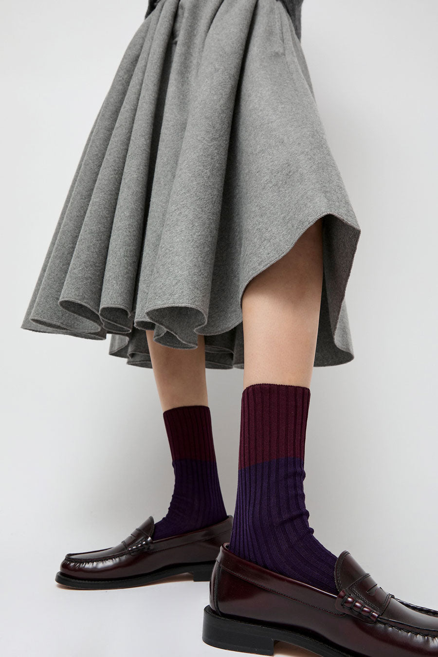 Maria La Rosa Bitone Cotton Socks in Dark Violet