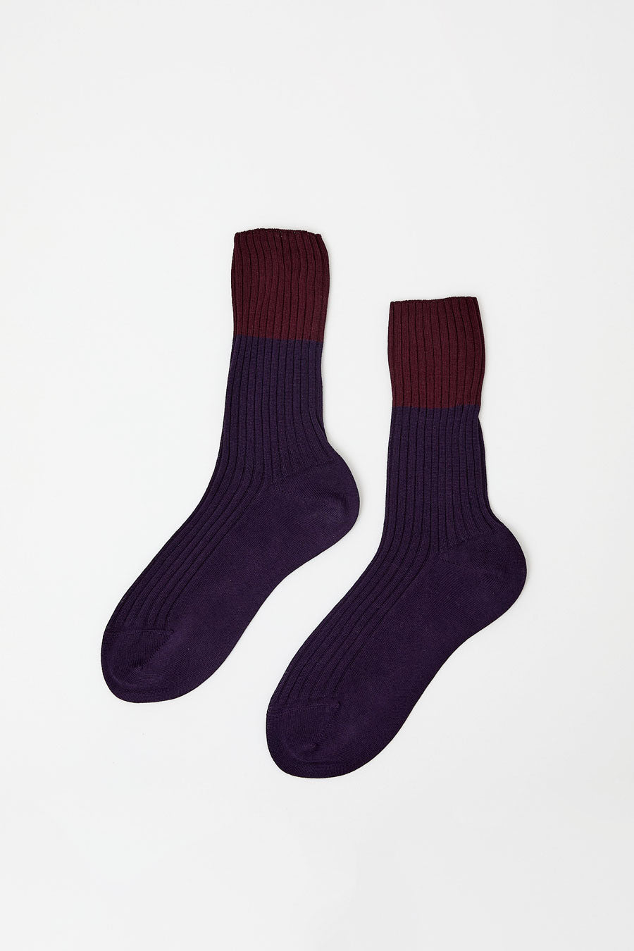 Maria La Rosa Bitone Cotton Socks in Dark Violet