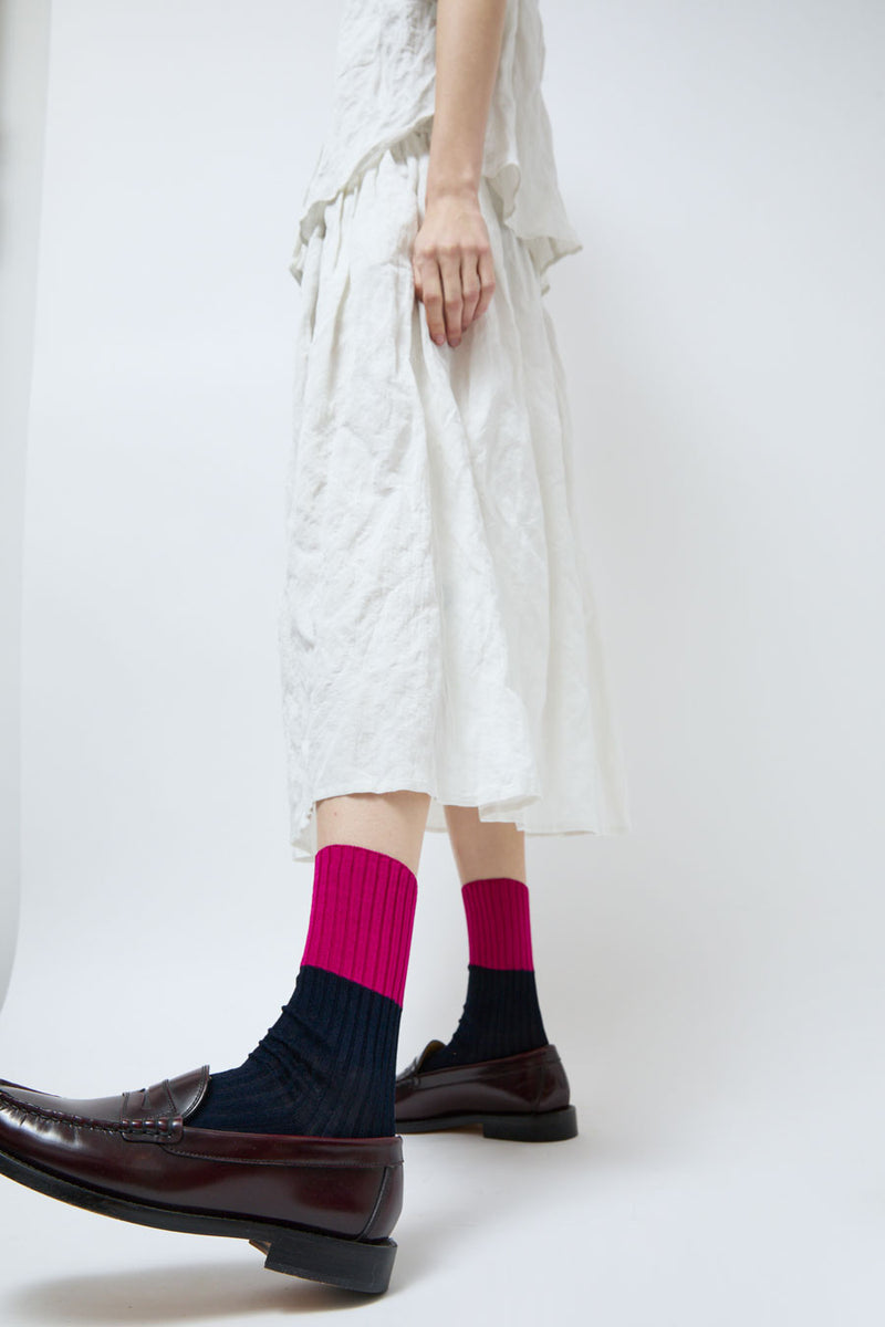 Maria La Rosa Bitone Cotton Socks in Pink and Night