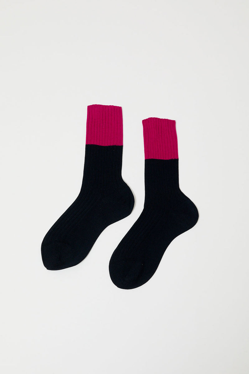 Maria La Rosa Bitone Cotton Socks in Pink and Night